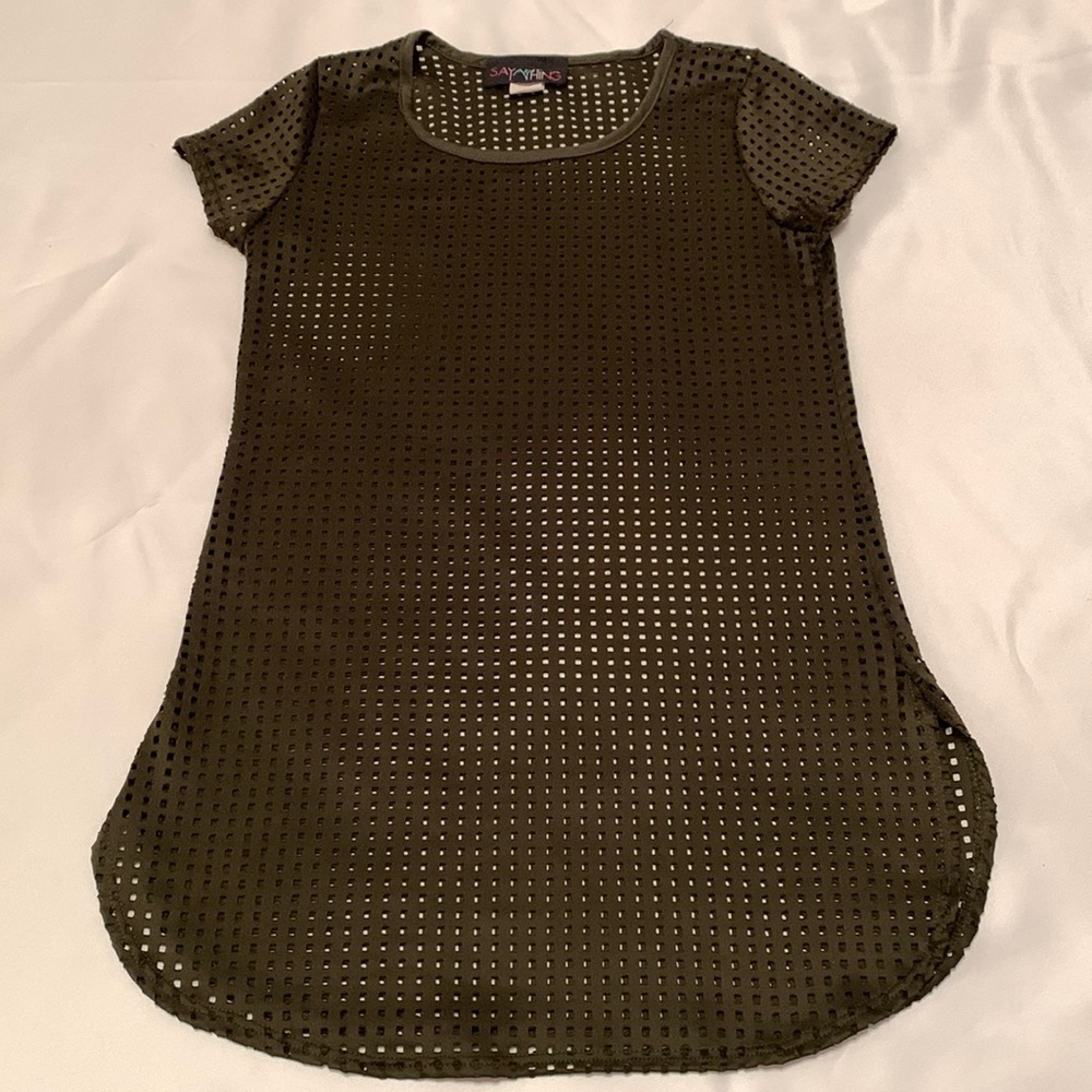 SAY Anything Mesh Cover Up or Top, size Medium, Green
